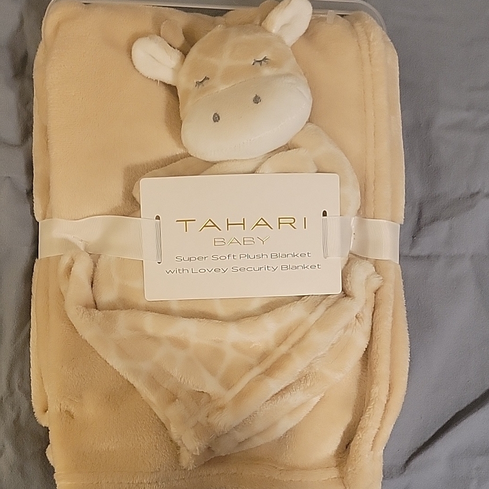 Tahari Baby Plush Blanket with Lovey - Beige
